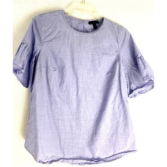 J. Crew Tops - JCrew Button-Back Bell-Sleeve Top Blouse Peri Blue  G2264 Size 0 Business Casual